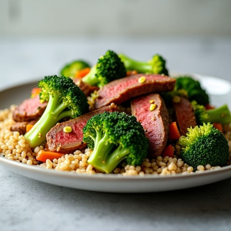 Tender Beef and Crisp Broccoli Stir-Fry with Brown Rice