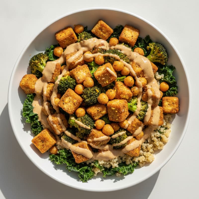 Roasted Vegetable Buddha Bowl with Tahini Dressing