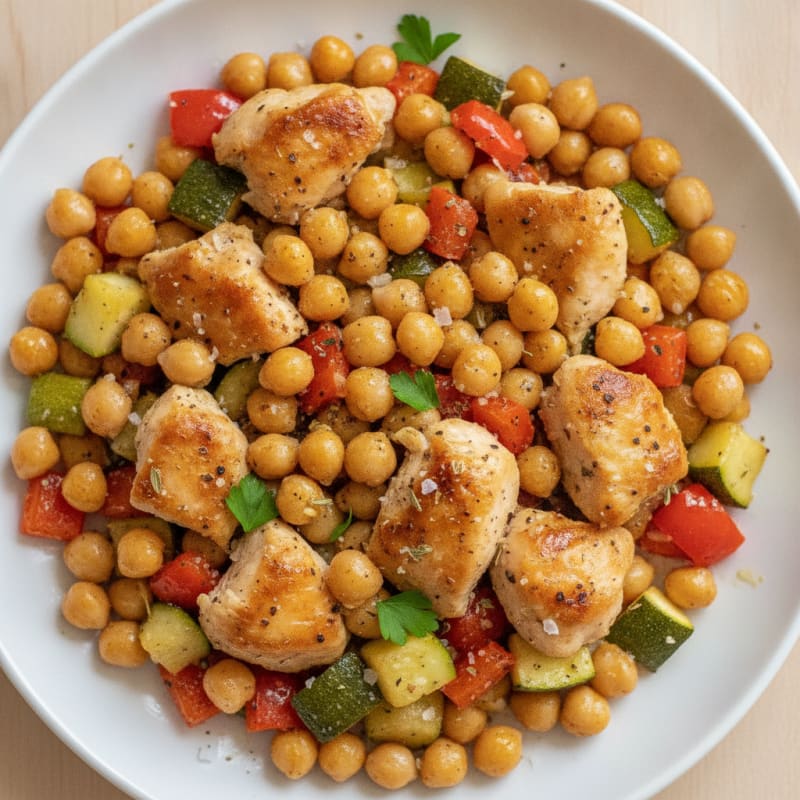 Roasted Chickpea and Chicken Vegetable Medley