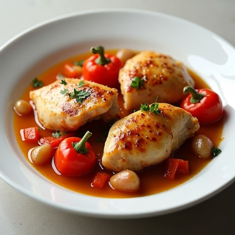 Tender Braised Chicken with Sweet Bell Peppers