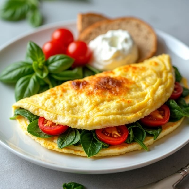 Egg White Spinach Omelette with Cottage Cheese