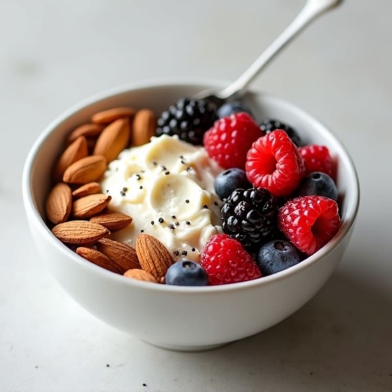 Cottage Cheese and Berry Protein Bowl with Almonds