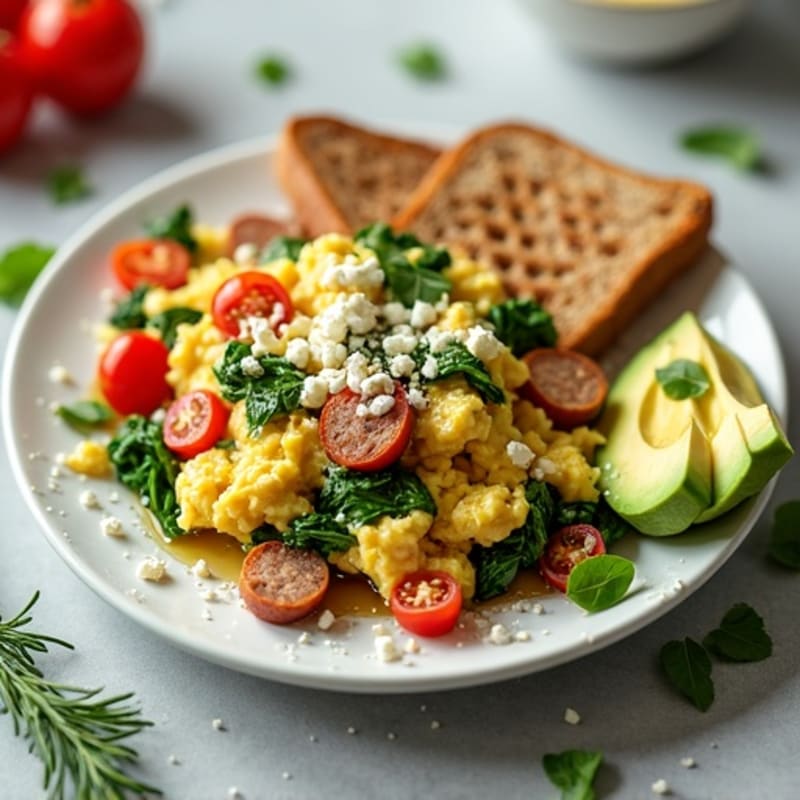 Egg White and Turkey Sausage Scramble with Spinach