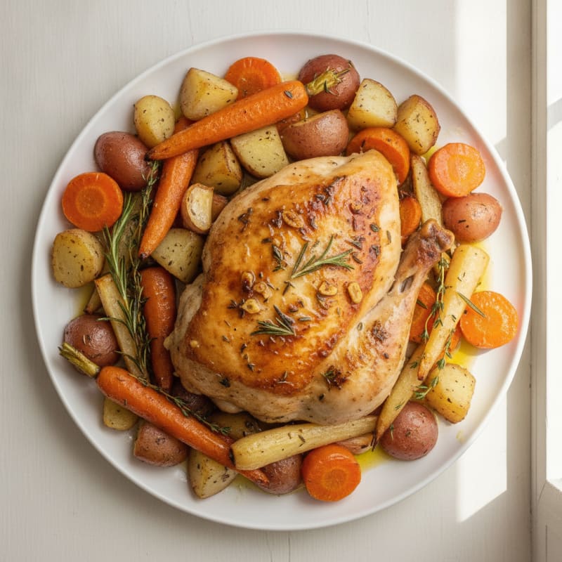 Garlic Herb Roasted Chicken with Root Vegetables