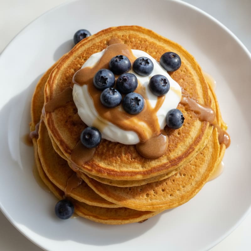 Pumpkin Spice Protein Pancakes with Goat Milk Yogurt