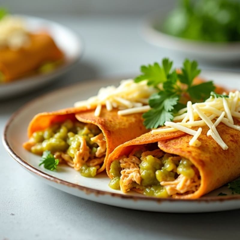 Salsa Verde Shredded Chicken Enchiladas