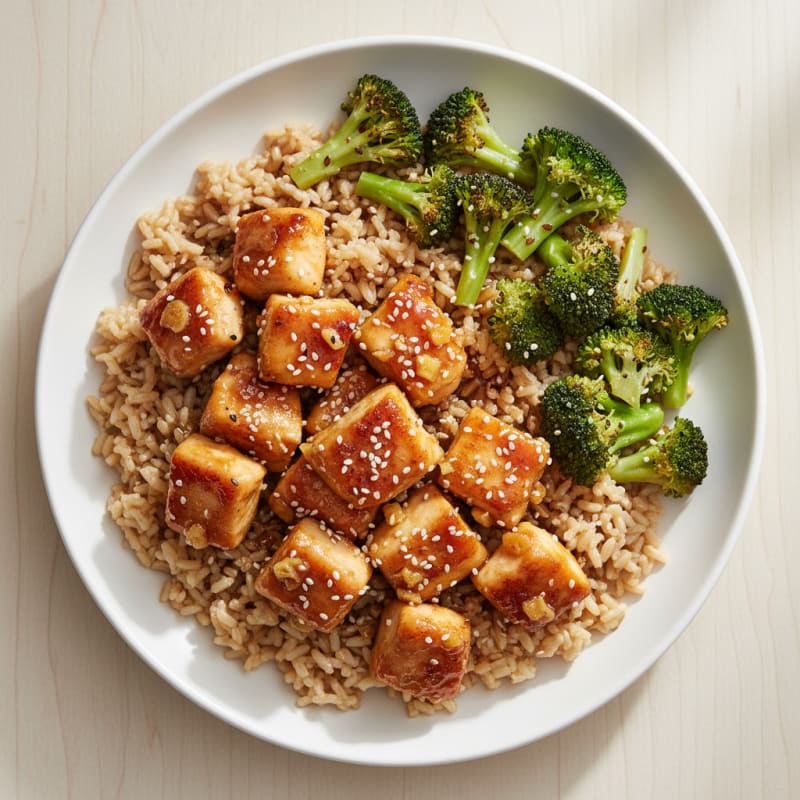Crispy Honey-Garlic Chicken Bowls