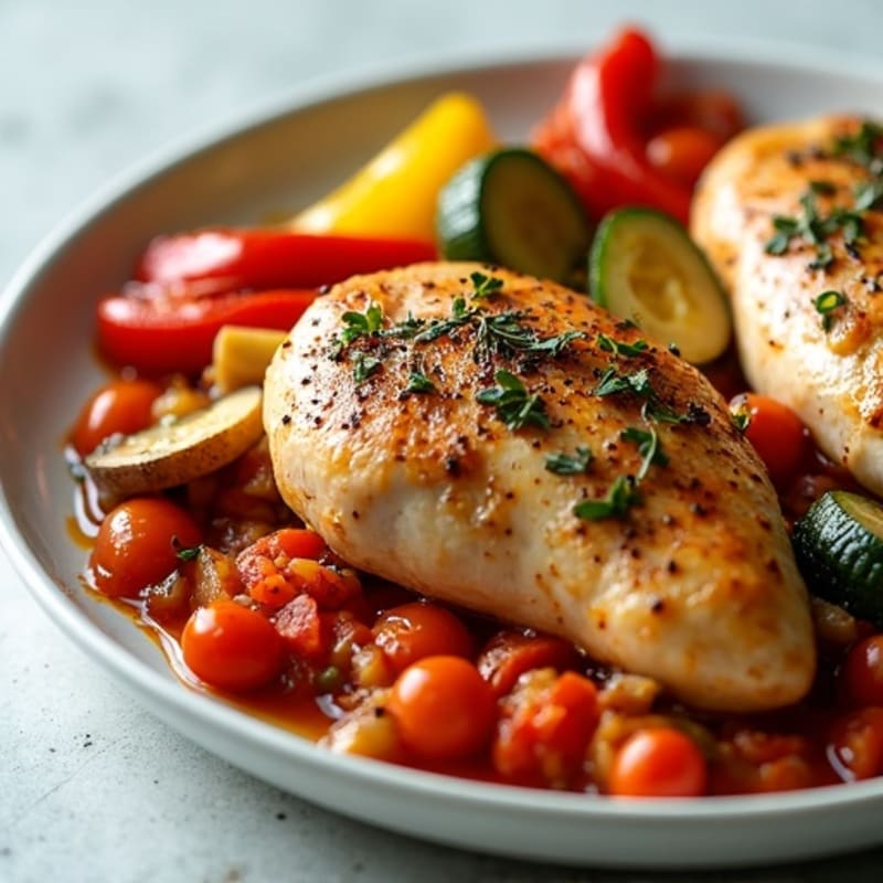 Herb-Roasted Chicken Cacciatore with Garden Vegetables