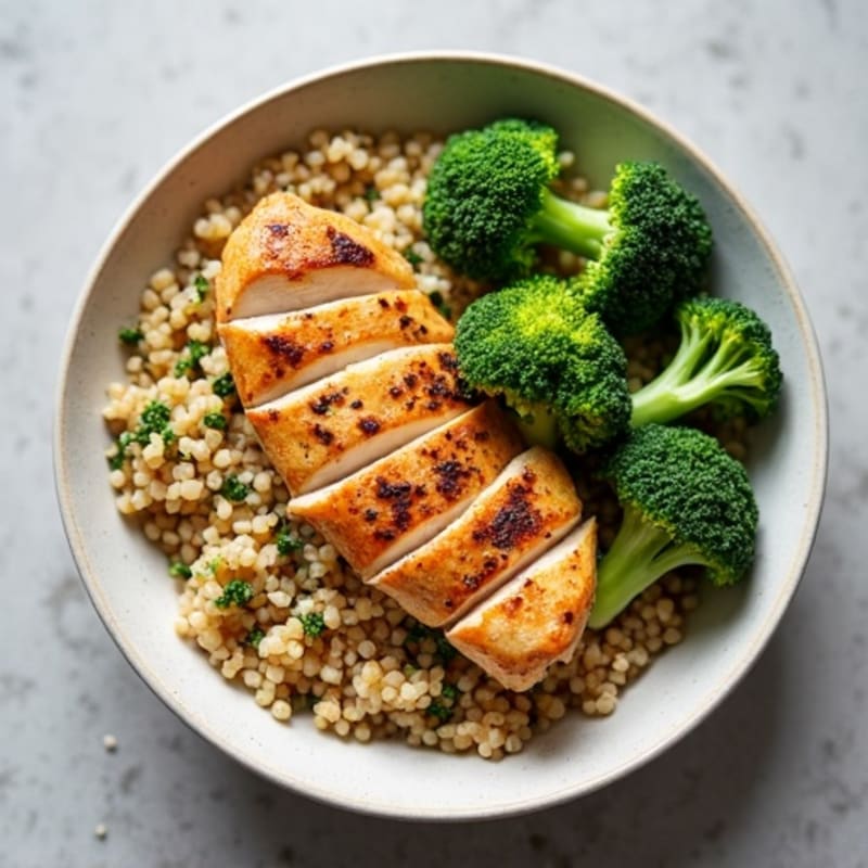 Grilled Chicken and Quinoa Power Bowl with Roasted Broccoli