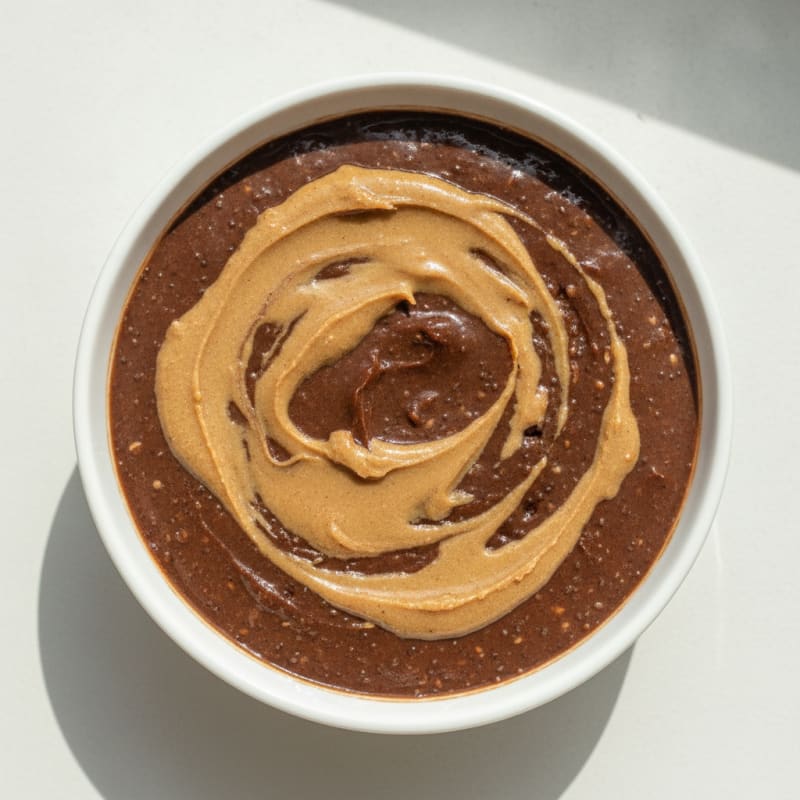 Protein Chocolate Chia Pudding with Almond Butter Swirl