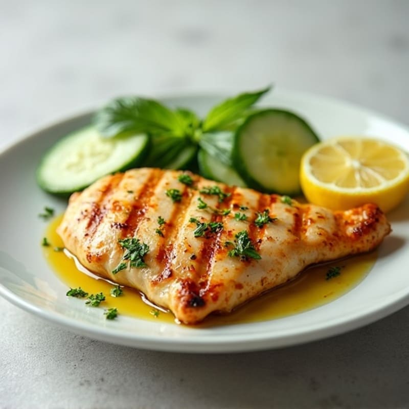 Grilled Chicken Breast with Cucumber Slices