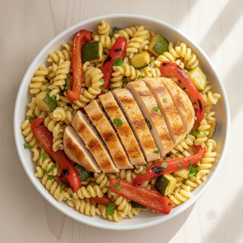 Grilled Chicken and Roasted Vegetable Pasta Bowl