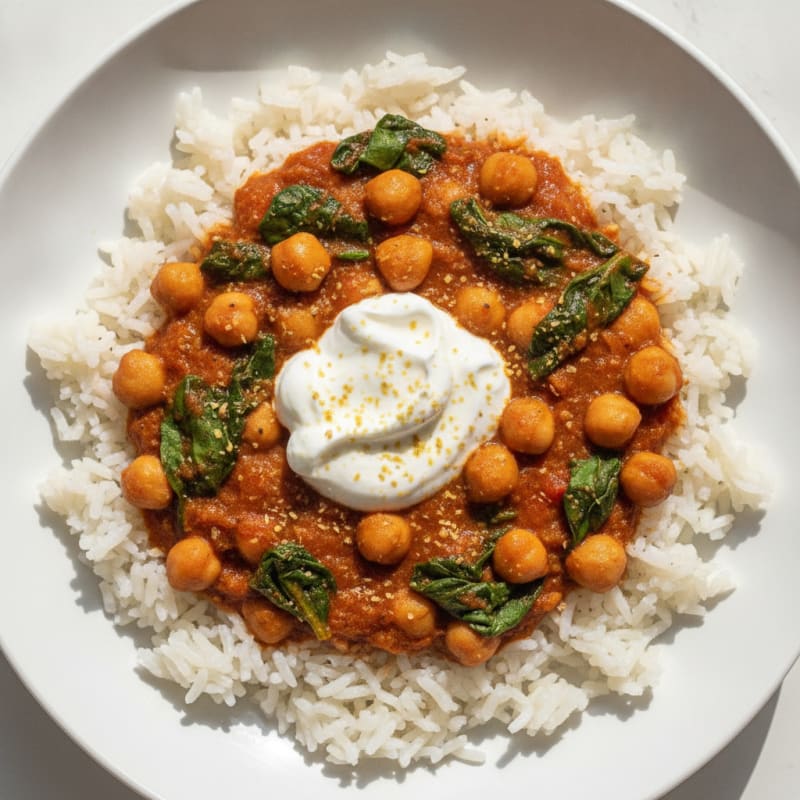 Chickpea and Spinach Curry with Basmati