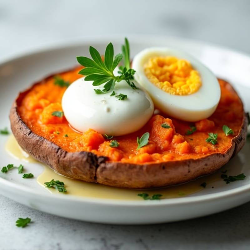 Crispy-Skinned Sweet Potato with Greek Yogurt and Herbs