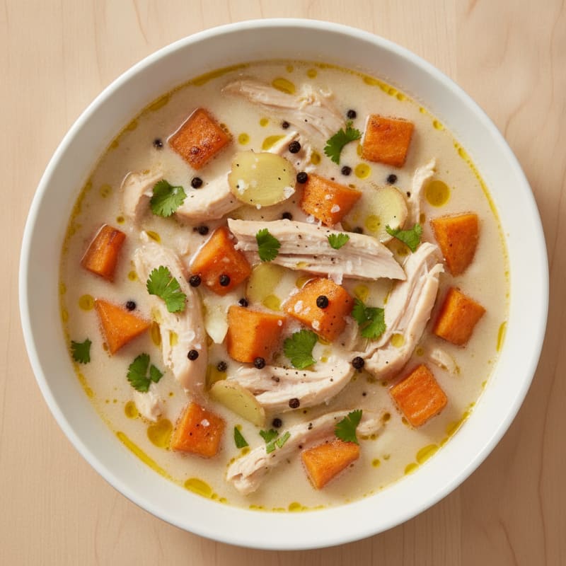 Sweet Potato Coconut Chicken Bone Broth Soup