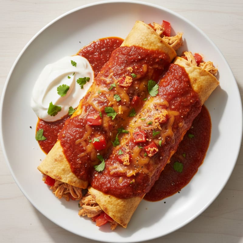 Chicken Enchiladas with Red Chili Sauce