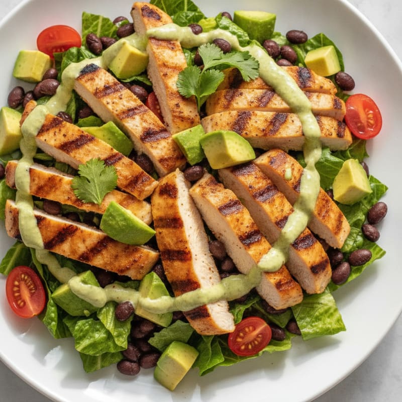 Grilled Chicken Taco Salad with Black Beans and Avocado