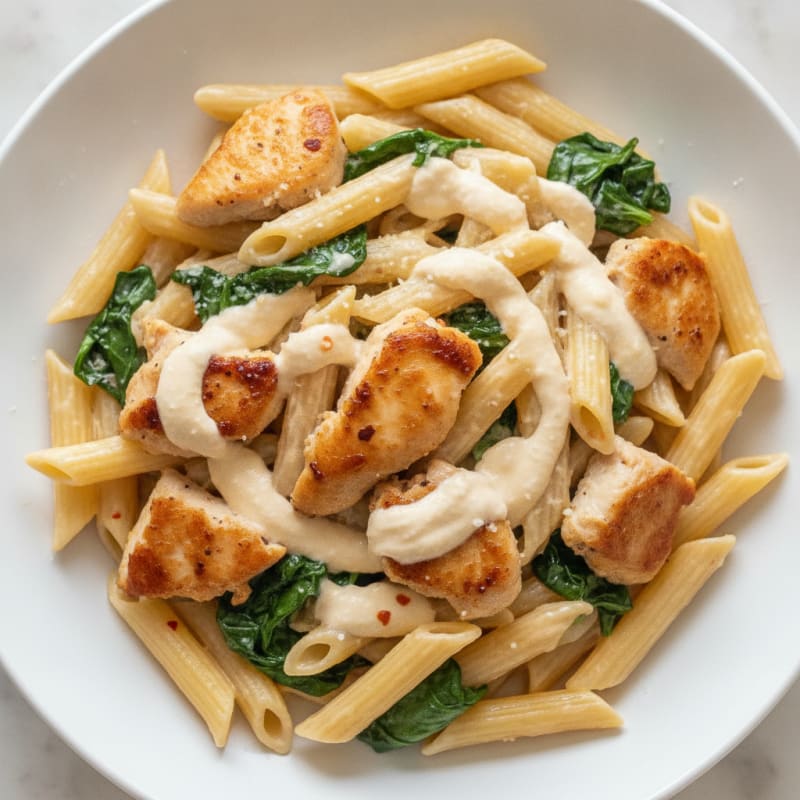 Spicy Chicken Penne with Parmesan Sauce
