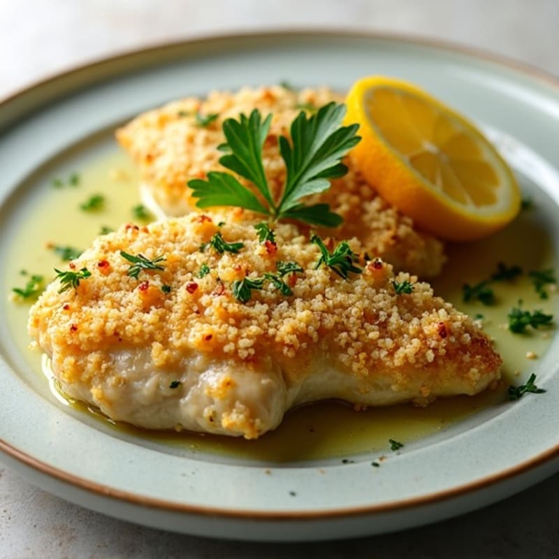 Herb-Crusted Lemon Garlic Pan Seared Chicken