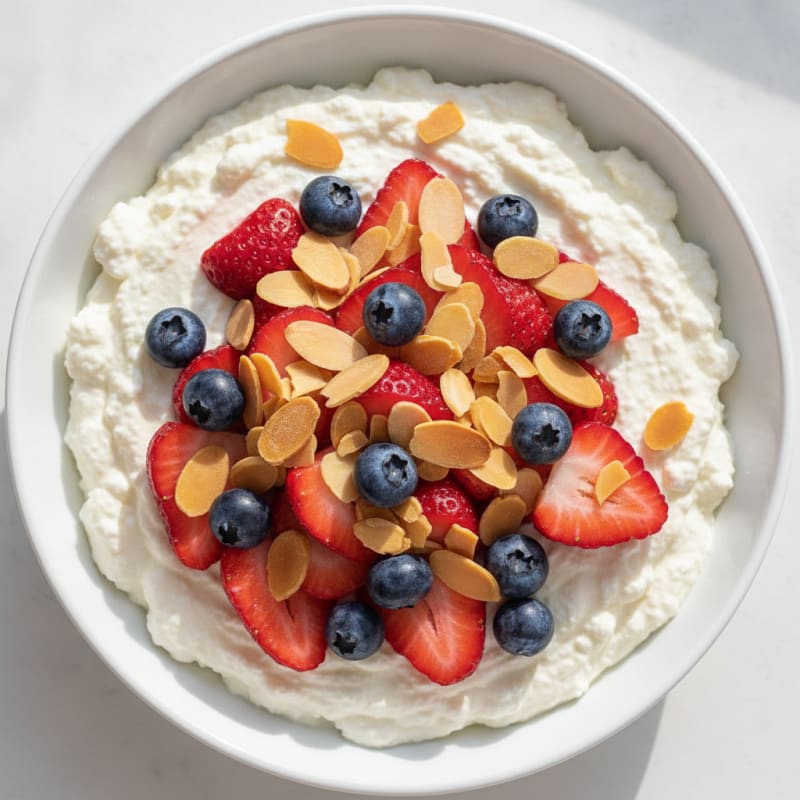 Creamy Cottage Cheese with Protein Powder and Fresh Berries