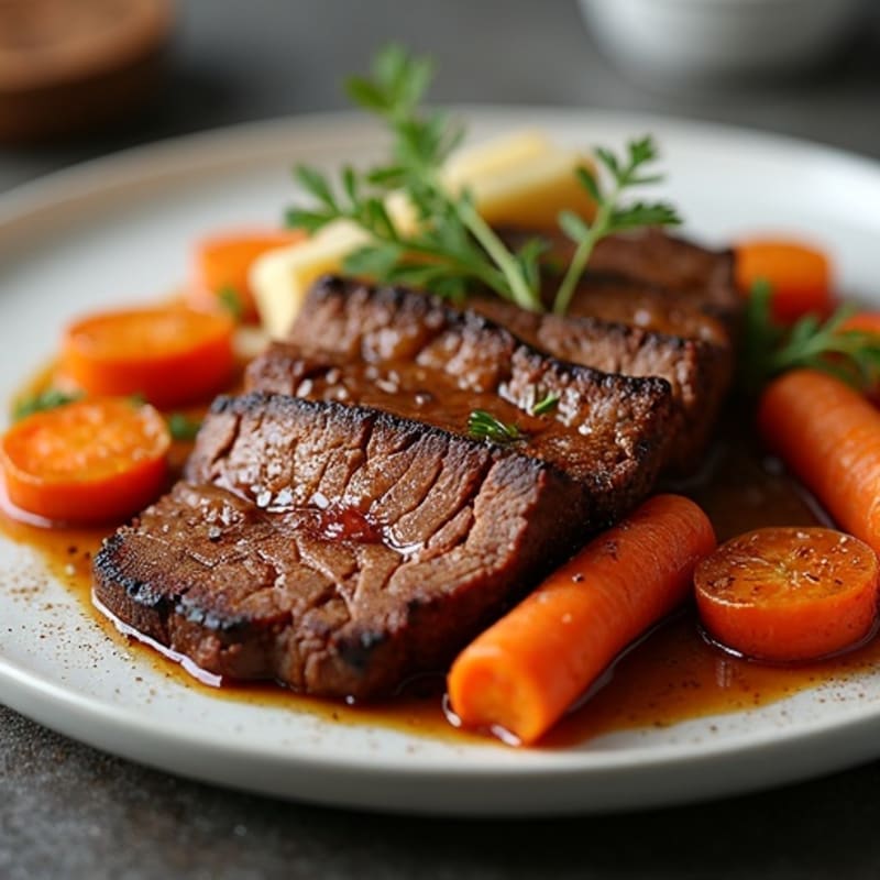 Lean Slow-Cooked Smoky Brisket with Roasted Root Vegetables