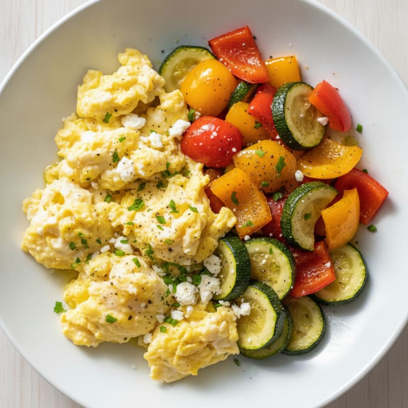 Hearty Scrambled Eggs with Roasted Vegetables