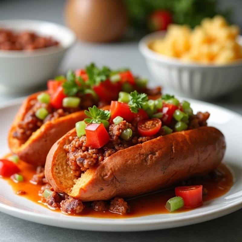 Lean Turkey Chili-Topped Sweet Potato Dogs