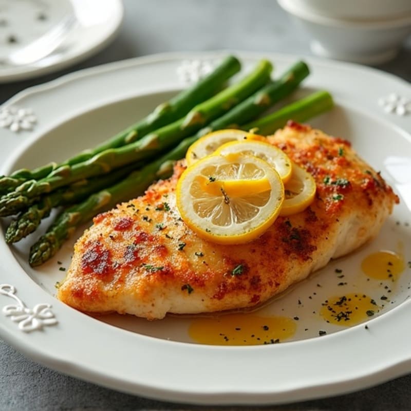 Crispy Lemon-Herb Baked Chicken with Roasted Asparagus