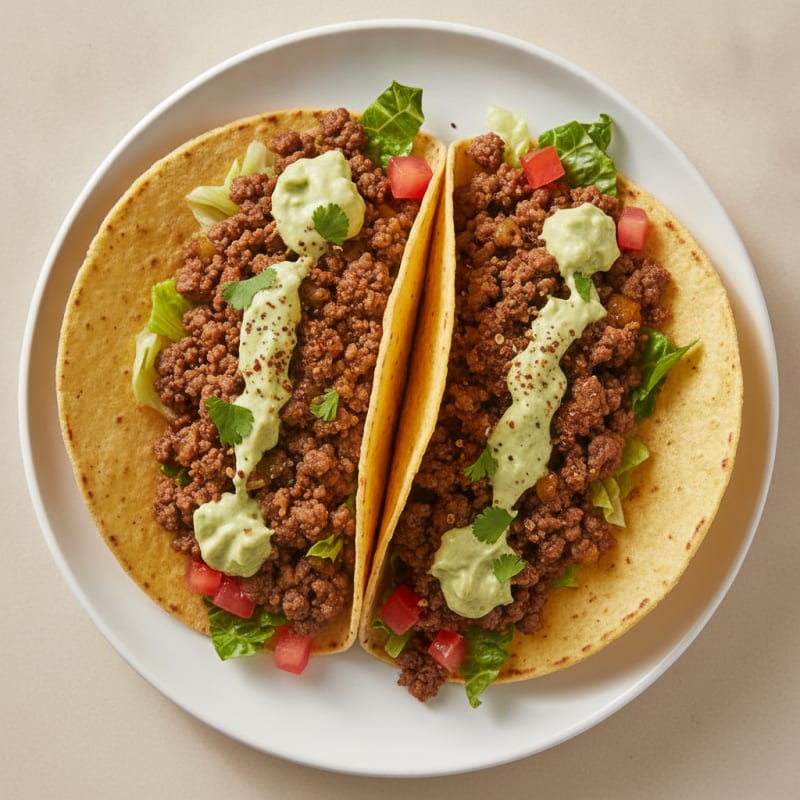 Ground Beef Soft Tacos with Avocado Crema