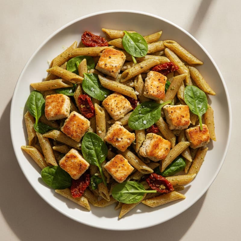 Pesto Chicken Pasta with Sun-Dried Tomatoes