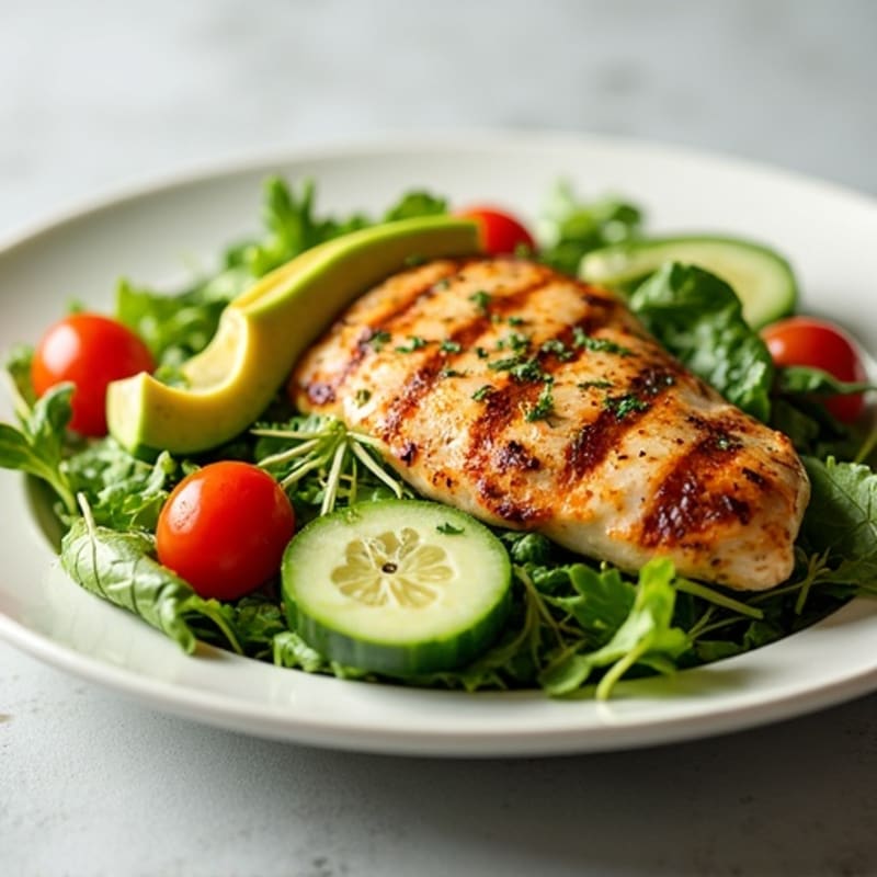 Roasted Chicken and Fresh Greens Salad with Creamy Lemon-Herb Dressing