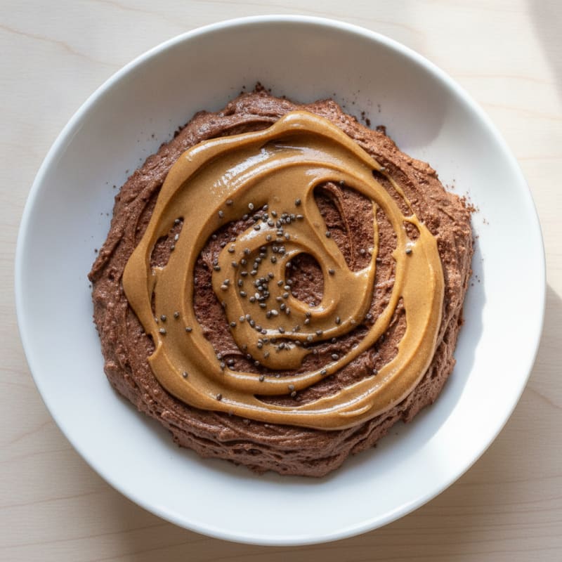 Protein Chocolate Mousse with Almond Butter Swirl