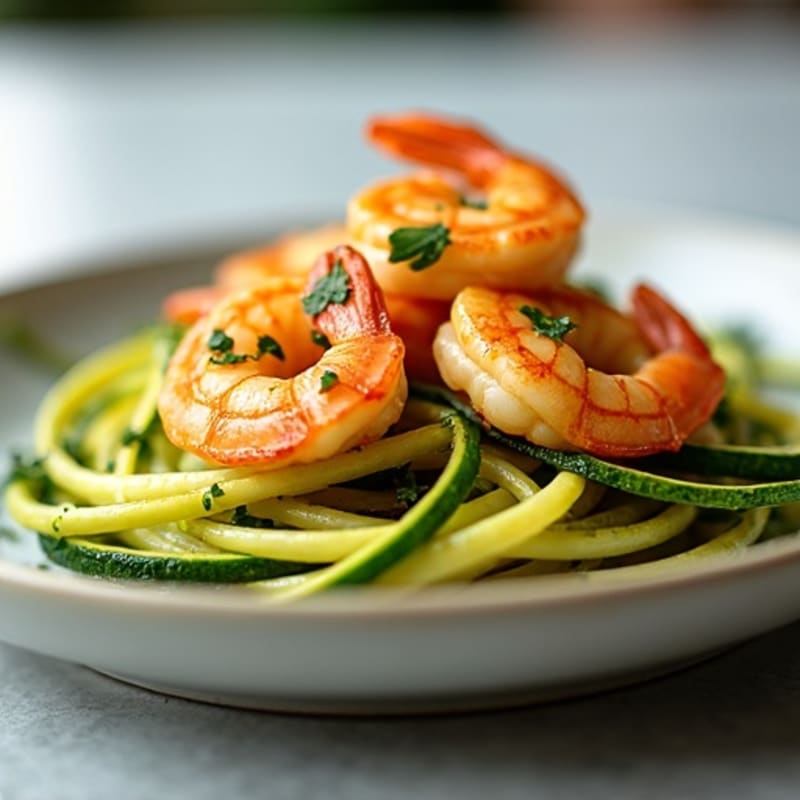 Pan-Seared Garlic Butter Shrimp with Fresh Zucchini Noodles