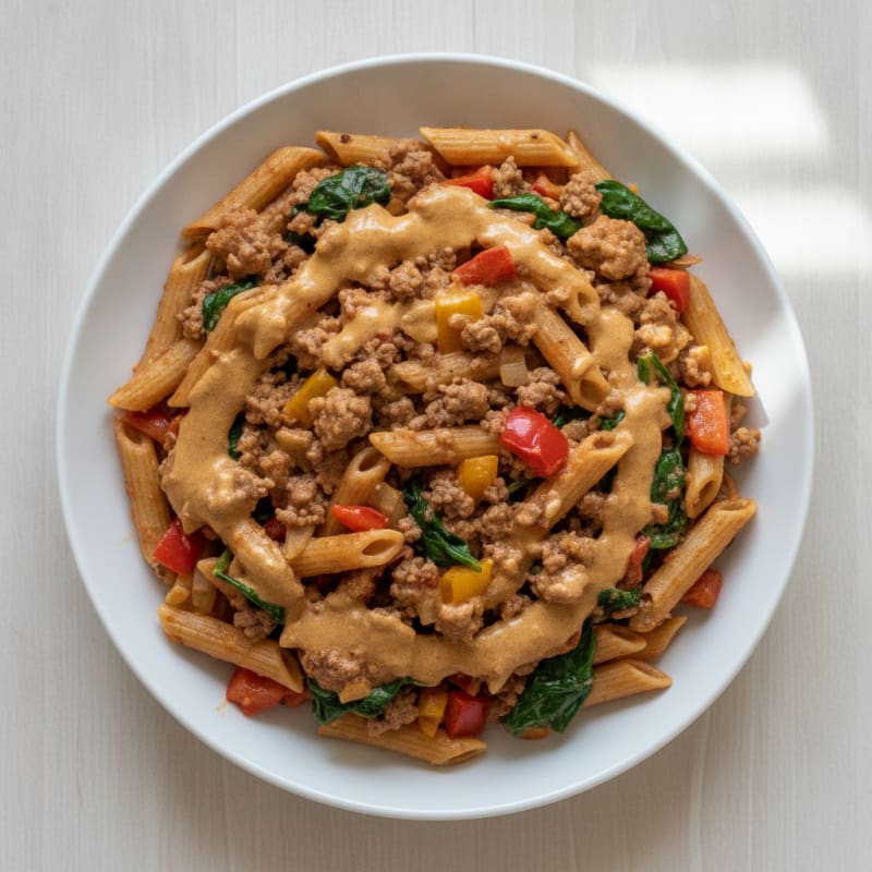 Creamy Beef Taco Pasta Skillet
