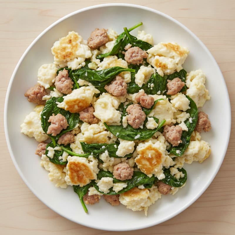 Egg White and Turkey Sausage Scramble with Spinach