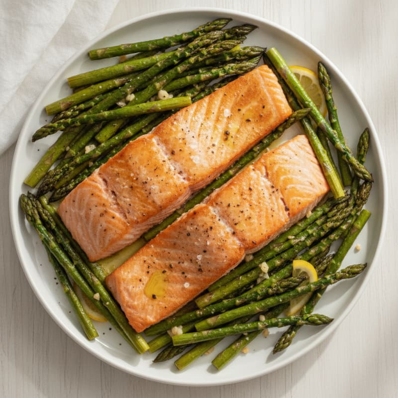 Pan-Seared Salmon with Roasted Asparagus