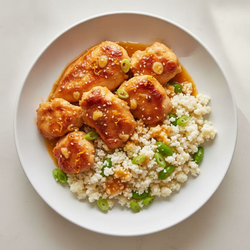Baked Orange Chicken with Cauliflower Rice