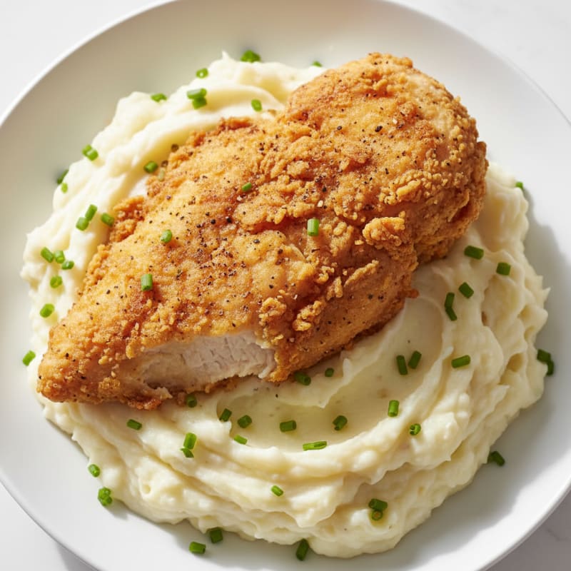 Crispy Buttermilk Fried Chicken with Creamy Mashed Potatoes