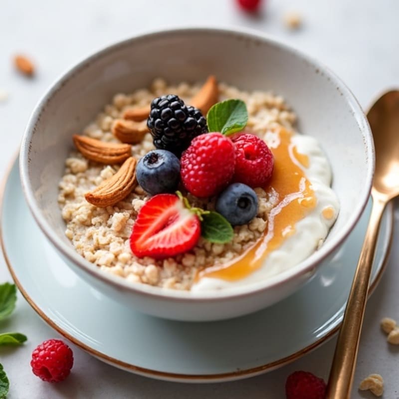 Creamy Oats with Fresh Berries and Nut Butter