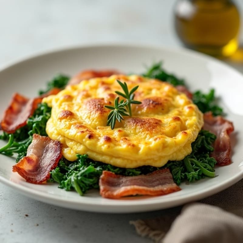 Scrambled Egg Whites with Sautéed Spinach and Turkey Bacon