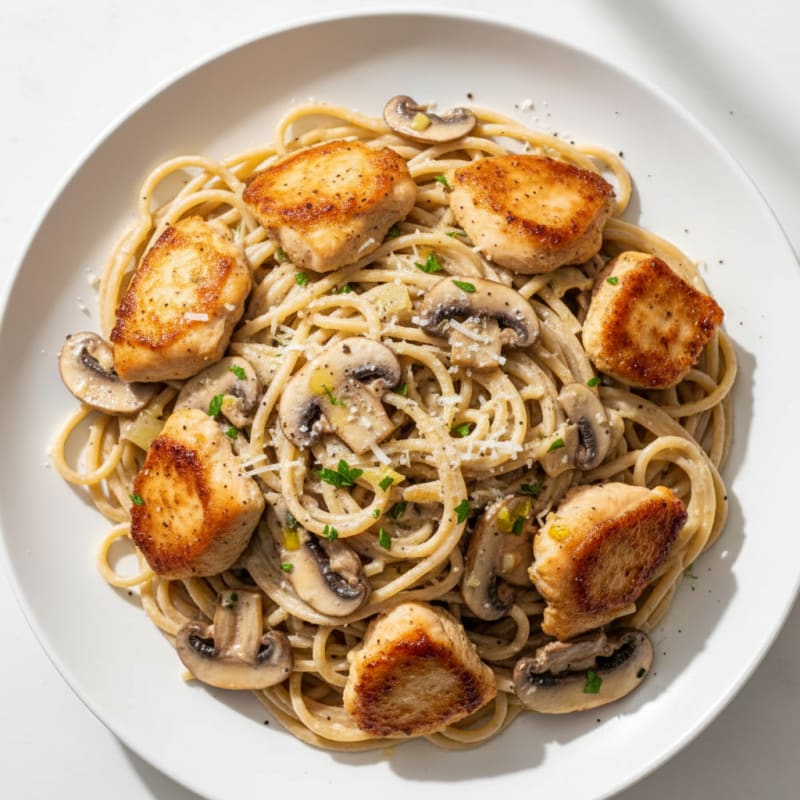 Chicken Thigh Tetrazzini with Creamy Mushroom Sauce