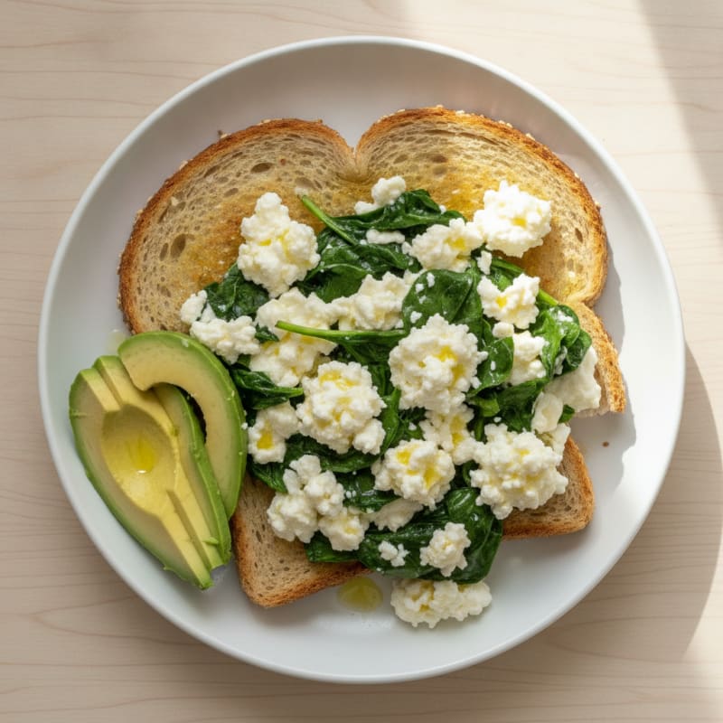 Egg White and Spinach Scramble with Cottage Cheese