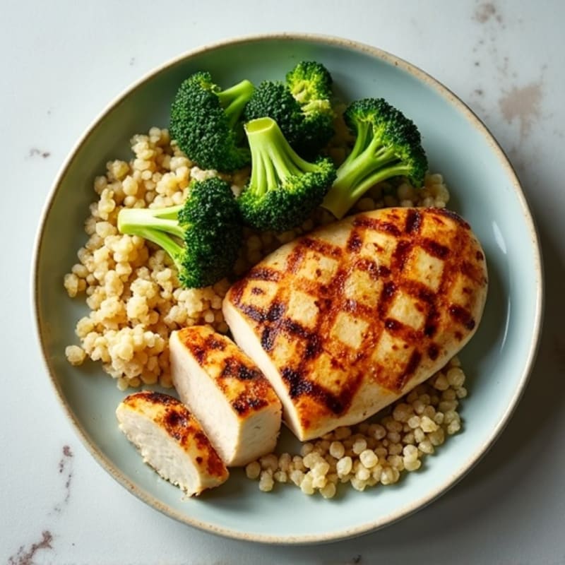 Grilled Chicken Breast with Quinoa and Steamed Broccoli