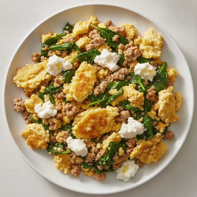 Cottage Cheese Scramble with Turkey and Spinach