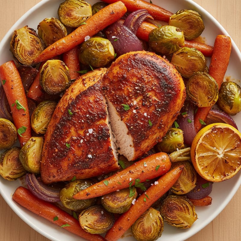 Spicy Harissa Chicken with Roasted Vegetables