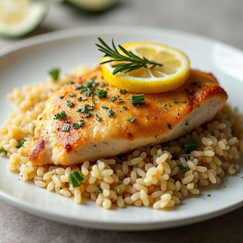 Lemon Herb Pan-Seared Chicken with Rice Pilaf