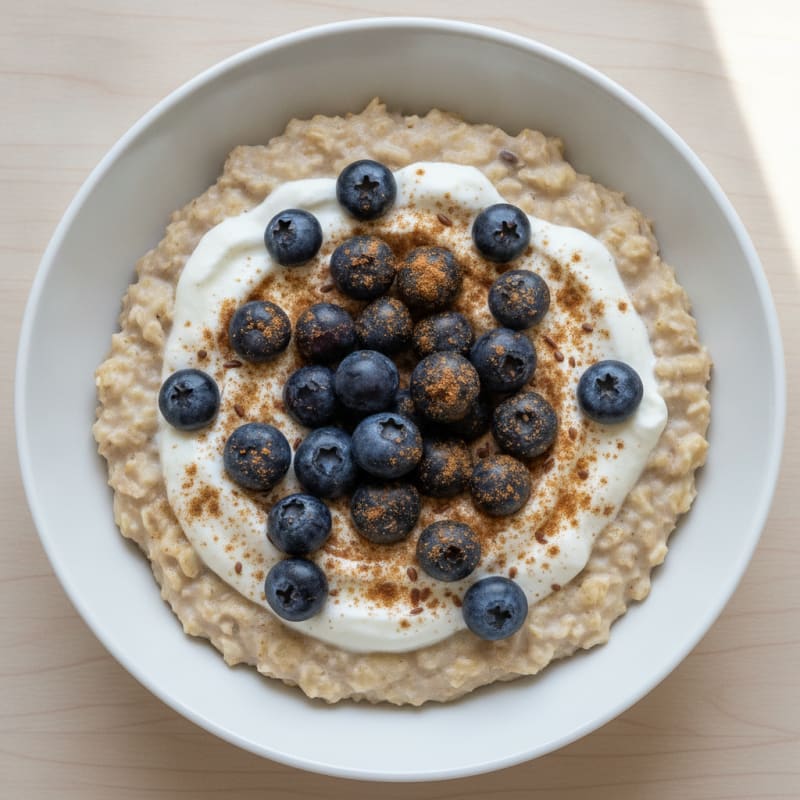 Creamy Protein Oatmeal with Greek Yogurt and Berries