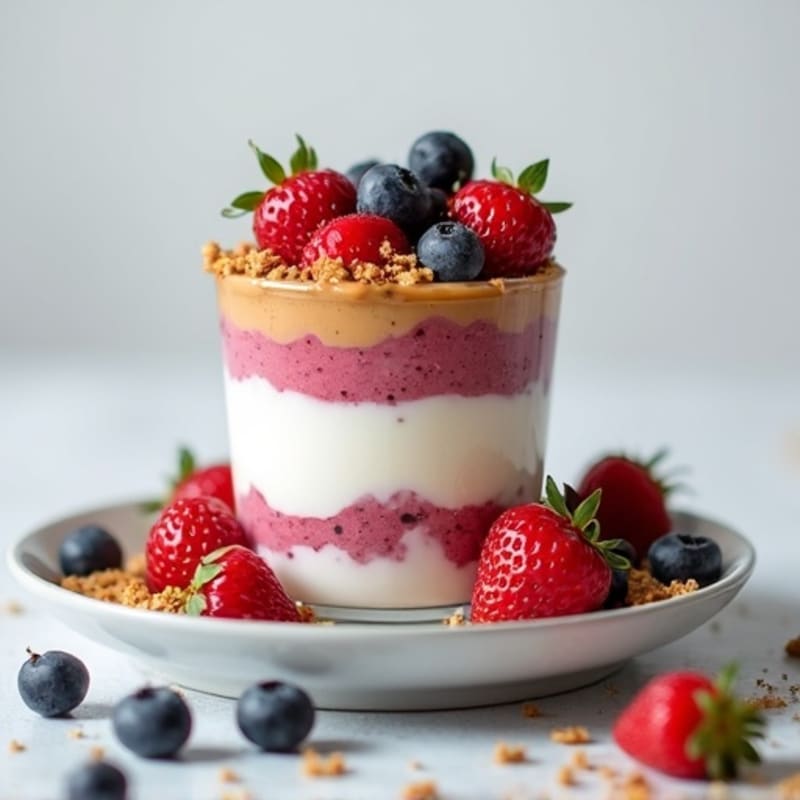Greek Yogurt Protein Parfait with Mixed Berries and Almond Butter
