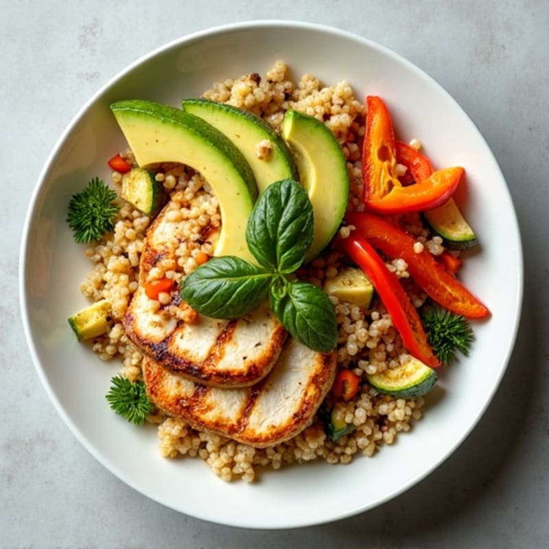 Grilled Chicken and Roasted Vegetable Quinoa Bowl