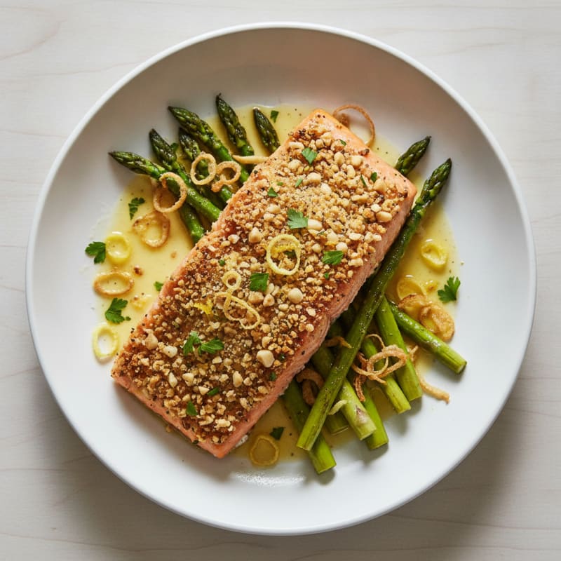 Lemon-Herb Crusted Salmon with Roasted Asparagus